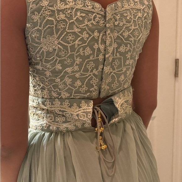 Lehenga Sage Green 3 piece Set - Picture 3 of 6